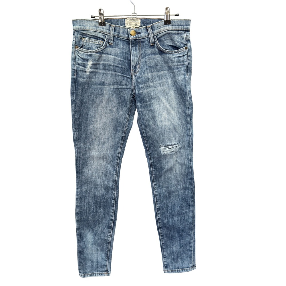 Current/Elliott The Ankle Skinny Womens 29 Blue Distressed medium Rise